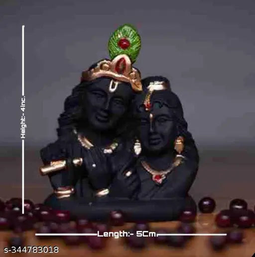Resin Lord Radha Krishna statue, 5.5x4x5 inch Indian Krishna idol on display