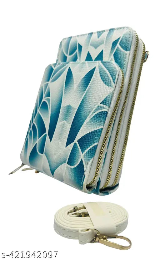 PU Women's Crossbody Korean Sling Bag, 3 compartments, fits mobile, bank cards, cosmetics. Stylish print design, adjustable strap for comfortable wear." (124 characters)