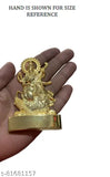 Brass gold MAA Saraswati statue decor showpiece (11 cm), traditional Indian god idol with vintage design