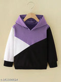 Colorblocked cotton hoddie for kids, trendy long sleeve in various sizes from 3-4 to 9-10 years. Made in India