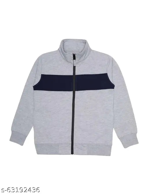 Stylish polyester zipper jacket for kids, solid color design for winter sports activities