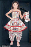 Girls cotton blend dhoti kurta set with koti set, printed A-line top and patiala bottom, sizes from 0-3 Months to 9-10 Years, Indian traditional outfit on display
