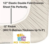 Premium cotton double bed fitted sheet set, supersoft 275 TC, all-around elastic, up to 8 inches mattress fit, checkered pattern