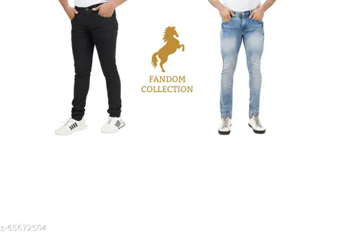 Solid hard denim jeans pack of 2 - Men's fashion, durable Indian denims
