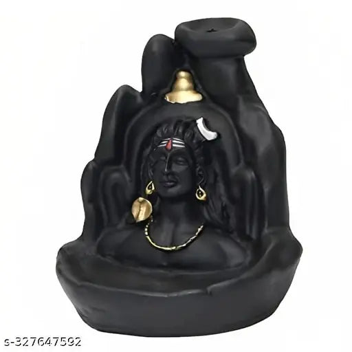 Resin Adi Shankara Shiv Idol statue (10.5cm x 11cm x 10cm), ideal for Living Room, Shivratri Saawan gifting with free incense cones and backflow design, made in India