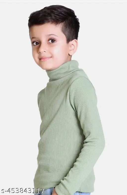 Boys High neck cotton blend turtleneck, solid color long sleeves for boys fashion