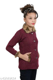 Girls' long sleeve wool fur coat from Christy's Collection, self-design net pattern, suitable for 5-8 years old