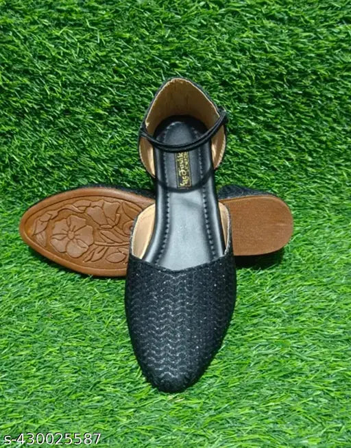 Synthetic embellished ballerinas for ladies, closed back, popular party wear sandals in sizes IND-4 to IND-9. Made in India