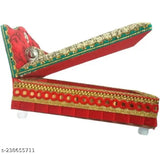 Red, white, green wooden pooja chowki set for Laddu Gopal Thakur Ji Kanha Ji, Indian-origin woodcraft