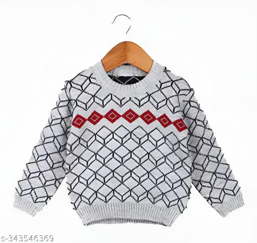 Wool striped sweater with full sleeves for boys, warm and trendy