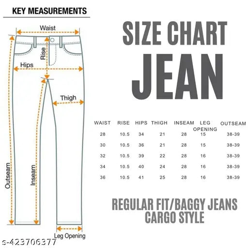 Dark Blue baggy cargo Jeans for men - Solid denim, six-pocket design, durable and versatile, India origin
