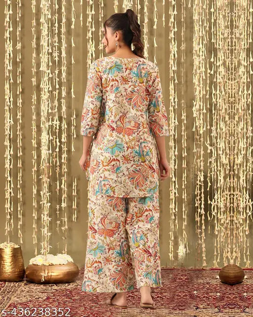 Premium cotton blend cord set for women, three-quarter sleeves in various sizes (S-XL), India origin