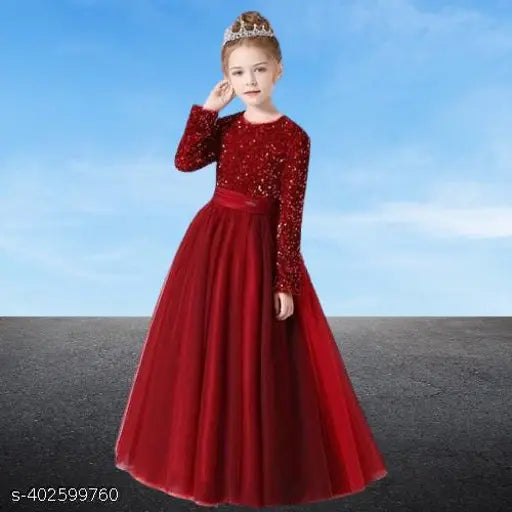 Solid net, trending gown for girls aged 5-16 years, handcrafted Indian fashion piece
