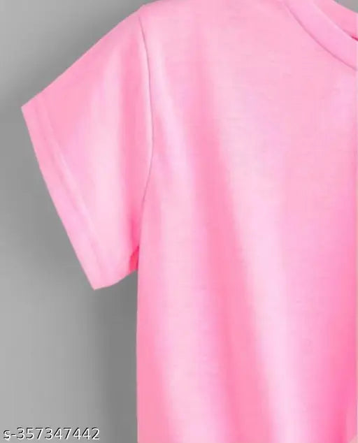 Pink cotton blend crop top with angel printed net design for women, short sleeves, size S (32in bust, 18in length)