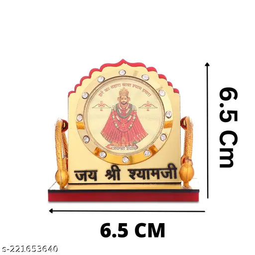 Swiss gold-plated Khatu Shyam car dashboard idol (45 x 55 cm), religious figurine for decoration