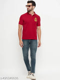 Indian-made men's cotton blend polo shirt, solid half sleeves with golf logo on chest
