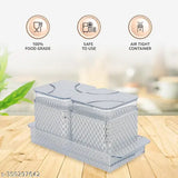 Silver airtight plastic dry fruit container tray set, 500ml each (pack of 2) - space efficient & BPA free, ideal for preserving freshness in your pantry or fridge