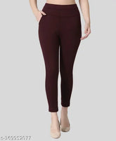 Nylon Rayon blend women's slim fit high-rise ankle length jeggings, ideal for daily casual wear and parties. Sizes: 26 (26in waist, 37in length), 28 (28in waist, 37in length), 34 (34in waist, 37in length)