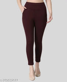 Nylon Rayon blend women's slim fit high-rise ankle length jeggings, ideal for daily casual wear and parties. Sizes: 26 (26in waist, 37in length), 28 (28in waist, 37in length), 34 (34in waist, 37in length)