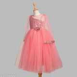 Dusty rose embellished net dress, full length for girls parties (1-2 years)