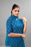 Attractive checkered cotton kurta sharara set with net dupatta, Indian-made single size S-XXL