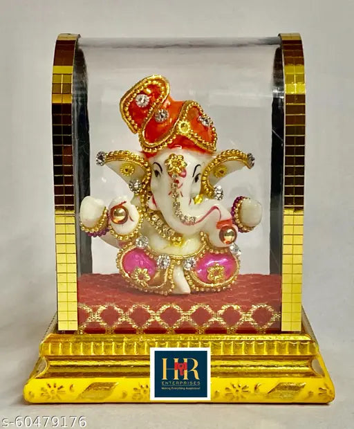 Multi-color polyresin Ganesha idol for home decor and car dashboard, perfect for gifting or room/home decoration, handcrafted for Diwali festivities, Indian origin