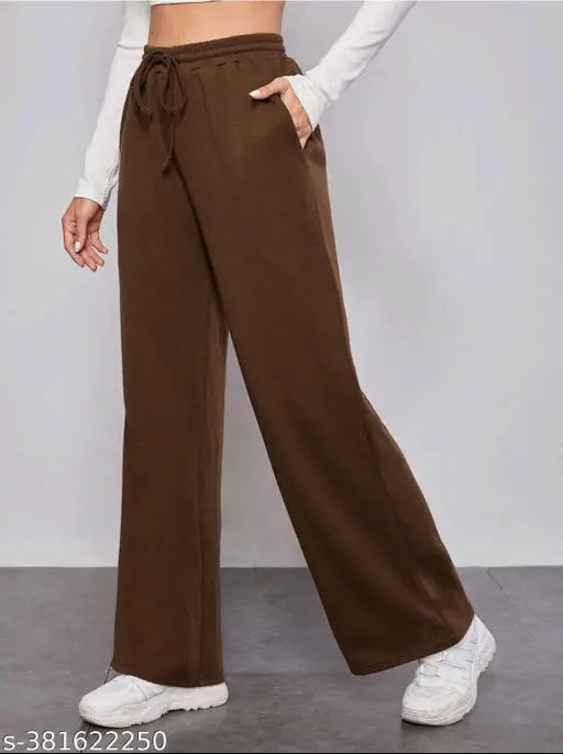 Solid cotton blend casual trousers for women & girls, Indian-made, waist sizes 28, 30, 32, 34