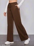 Solid cotton blend casual trousers for women & girls, Indian-made, waist sizes 28, 30, 32, 34