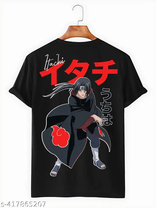 Naruto Itachi Uchiha printed cotton t-shirt on mannequin, 100% cotton, short sleeves