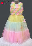 Trendy soft net embellished frock for 6th month to 6 years girls, India origin