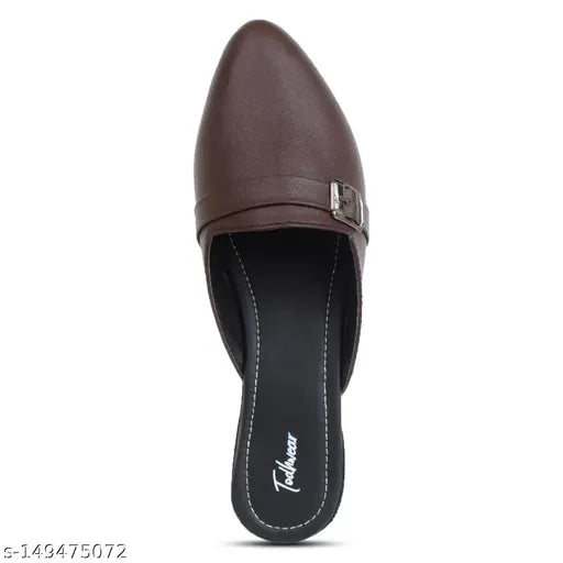 Leather western party shoes solid open back mules - trendy footwear design for events in India