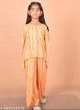 kidaroo Girls cotton printed coord set, 3-4 years palazzo style with short sleeves, India-made