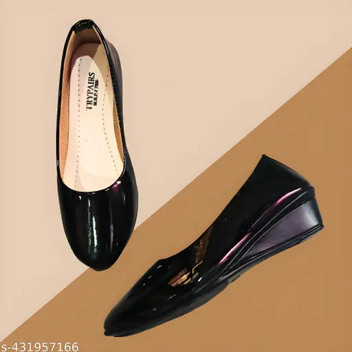 Black patent leather loafers for women and girls, ideal for formal occasions - ankle loop design in sizes IND-4 to IND-10 (Made in India)
