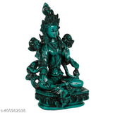 Green Synthetic Resin Tibetan Buddhist Tara Maa Statue Decor, 15cm high, evokes compassion & healing