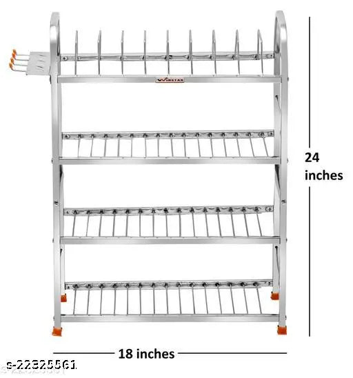 Stainless steel rackholder, 18"x10"x24", resistant to corrosion, ideal for draining wet utensils after washing
