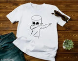 Denip Dab printed polyester men's t-shirt in white with multicolor design, comfortable and stylish for daily use. Made of cotton blend short sleeves