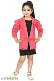 Pink acrylic blazer with black inner for girls (3-4 yrs to 9-10 yrs), Indian indowestern party and daily wear