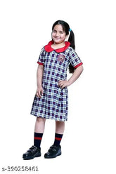Cotton printed net school dress, KV school uniform set for girls aged 4-5 years to 12 years