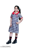 Cotton printed net school dress, KV school uniform set for girls aged 4-5 years to 12 years
