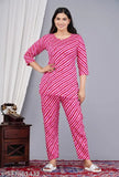 Vanshi Rayon Lahriya Pattern Nightsuit for Women - Limited edition premium cotton sleepwear, India