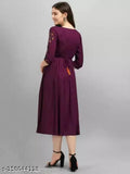 Rayon calf length Anarkali Kurtis, embroidered trendy style for professional workwear or casual occasions. Available in S, M, L, XL, XXL, XXXL sizes (34in, 36in, 38in, 40in, 42in, 32in bust sizes). Made in India