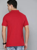 Cotton blend red premium men's polo t-shirt, short sleeves and polo collar, made in India