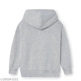 Cotton blend kids' hoodie sweatshirt, grey with fun printed design for ages 2-8 years