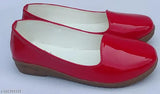 New red patent leather kids party shoes for girls (ages 10-11), Indian origin