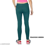 Cotton blend solid-colored women's yoga/jeggings pack of 2 for activewear or casual wear, flattering mid-waist design, suitable size for 26-32 inch