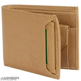 Beige artificial leather men's casual travel formal wallet - solid design with 10 card slots, textured body, and multiple compartments for easy organization. Durable PU material feels like genuine leather. Perfect gift accessory for men