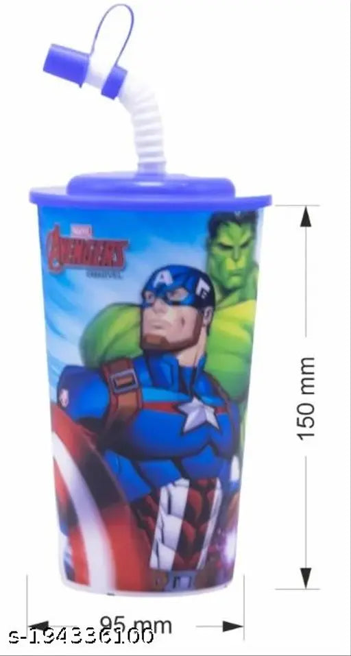 Blue plastic kids' sipper glass with 3D cartoon character, ideal for milk/juice/water/soft drinks