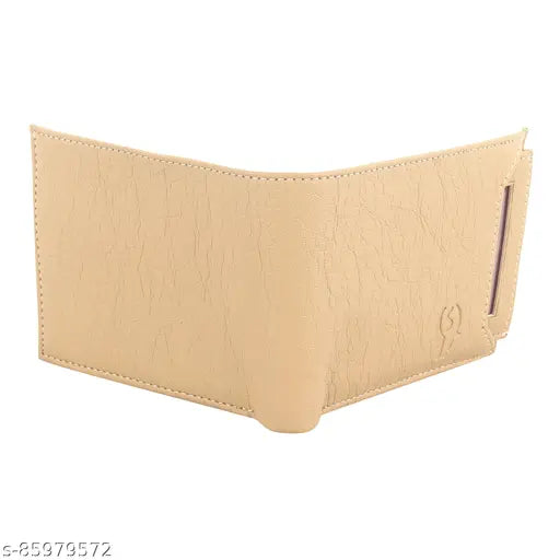 Stylish faux leather wallet with detachable card slot and coin pocket, textured design for modern men's accessory