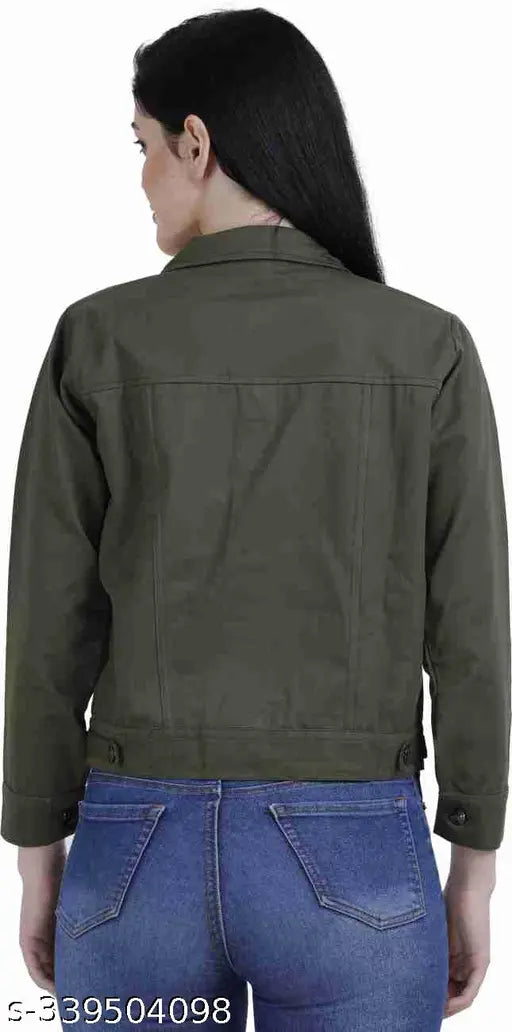 Stylish denim jacket, solid color, women's three-quarter sleeves. Quality made in India, perfect wardrobe addition
