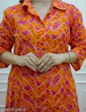 Orange Rayon Kurta with Palazzos, vibrant printed net design for women's fashion, quality Indian fabric